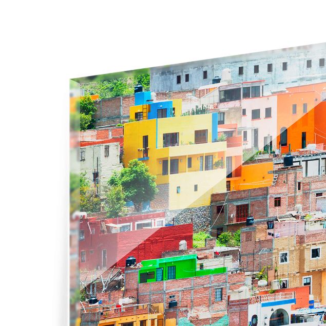 Glas Wandbilder Farbige Häuserfront Guanajuato
