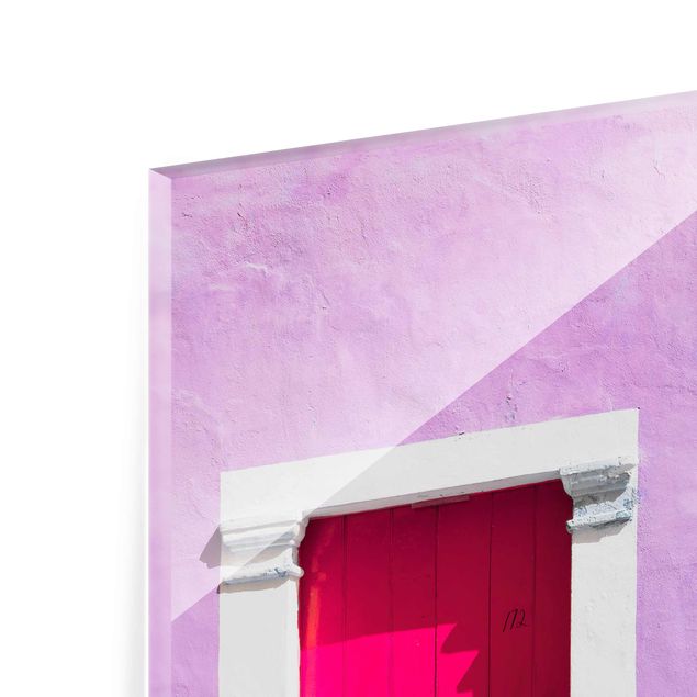 Glasbilder Rosa Fassade Pinke Tür