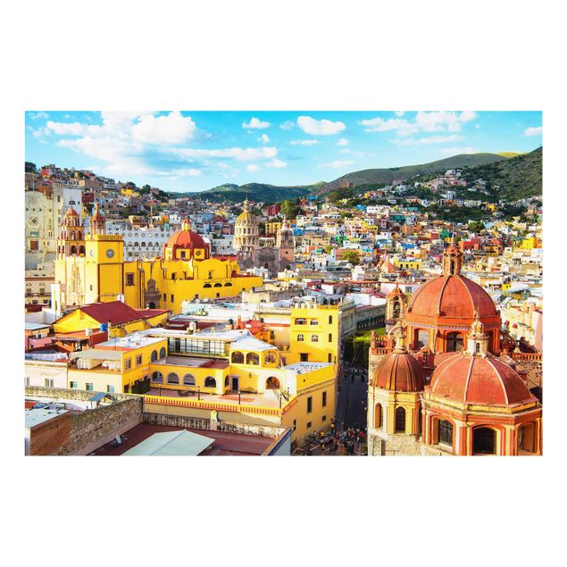 Glasbild Stadt Bunte Häuser Guanajuato