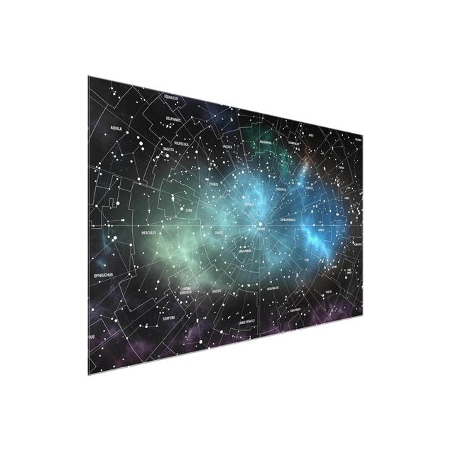 Glasbild - Sternbilder Karte Galaxienebel - Quer 3:2