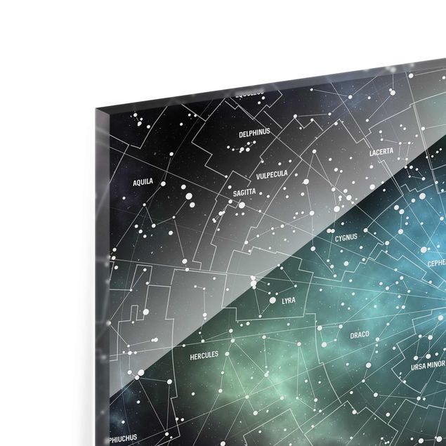 Glasbild - Sternbilder Karte Galaxienebel - Quer 3:2