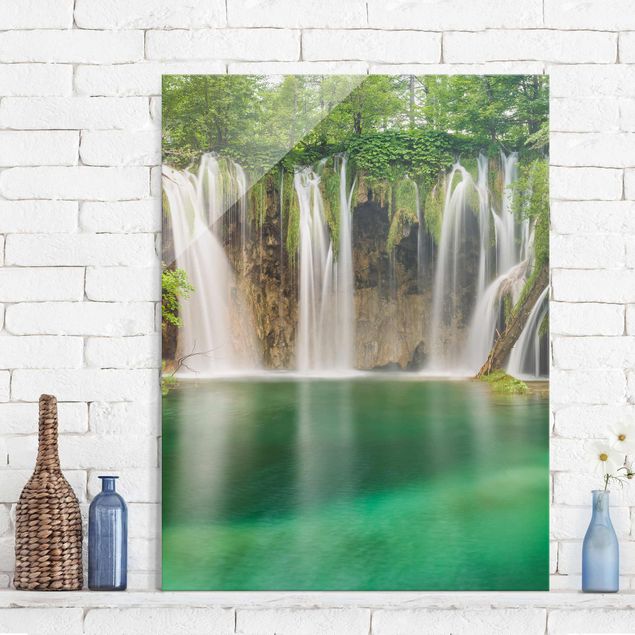 XXL Glasbilder Wasserfall Plitvicer Seen