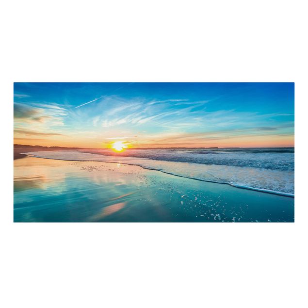 Leinwandbild - Romantischer Sonnenuntergang am Meer - Quer 2:1
