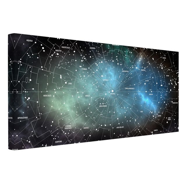 Leinwandbild - Sternbilder Karte Galaxienebel - Quer 2:1