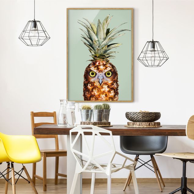 Tiere Bilder mit Rahmen Ananas mit Eule