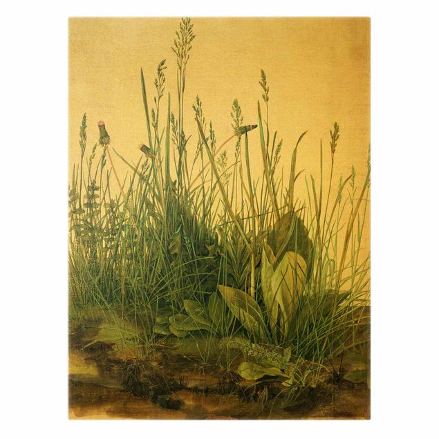 Leinwandbild Gold - Albrecht Dürer - Das große Rasenstück - Hochformat 3:4