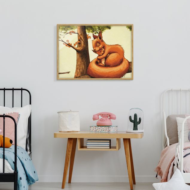 Tiere Bilder mit Rahmen Einhörnchen Mama