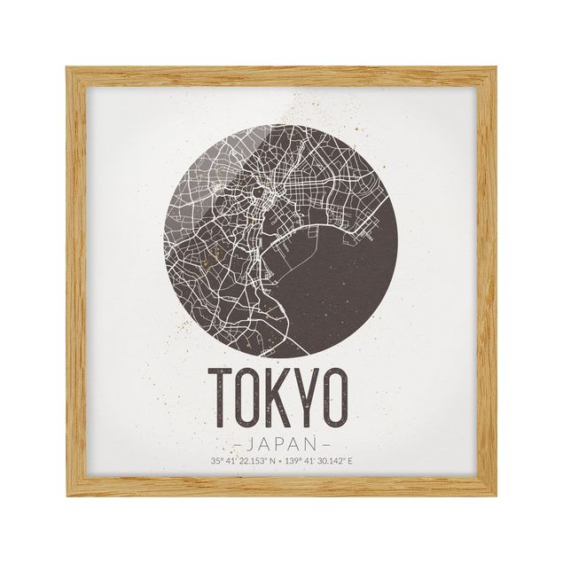 Wandbilder Stadtplan Tokyo - Retro