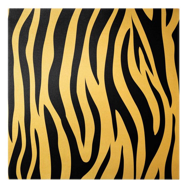 Leinwandbild Gold - Zebra Print - Quadrat 1:1