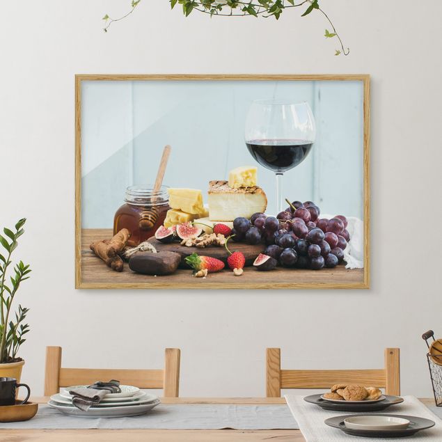 Moderne Bilder mit Rahmen Käse und Wein