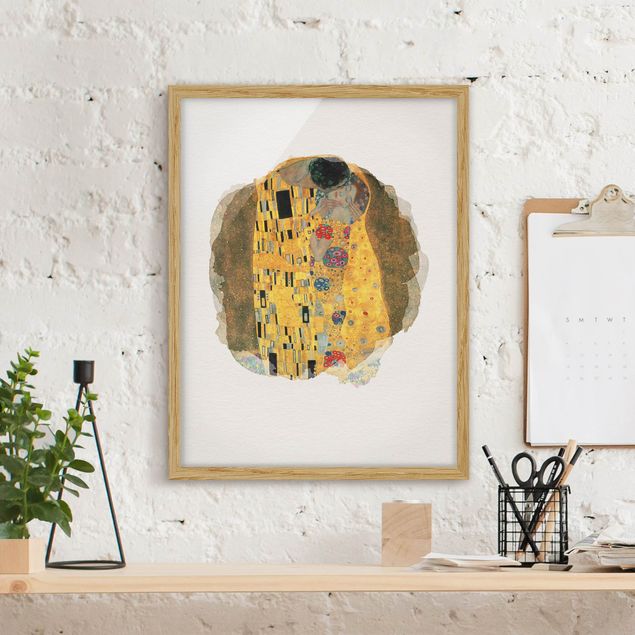 Jugendstil Bilder Wasserfarben - Gustav Klimt - Der Kuss