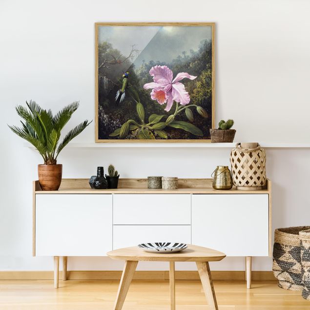 Moderne Bilder mit Rahmen Martin Johnson Heade - Stillleben mit Orchidee und zwei Kolibris