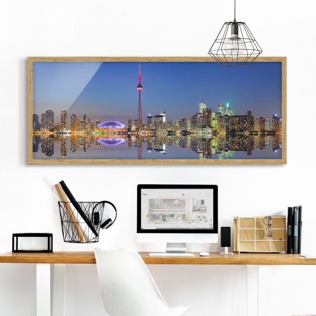 Moderne Bilder mit Rahmen Toronto City Skyline vor Lake Ontario
