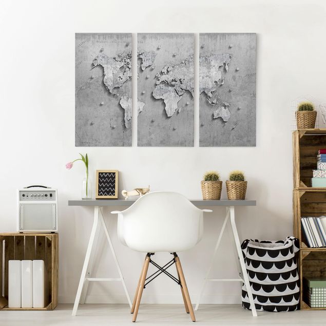 Leinwandbilder kaufen Beton Weltkarte