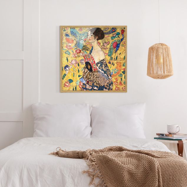 Kunstdrucke mit Rahmen Gustav Klimt - Dame mit Fächer