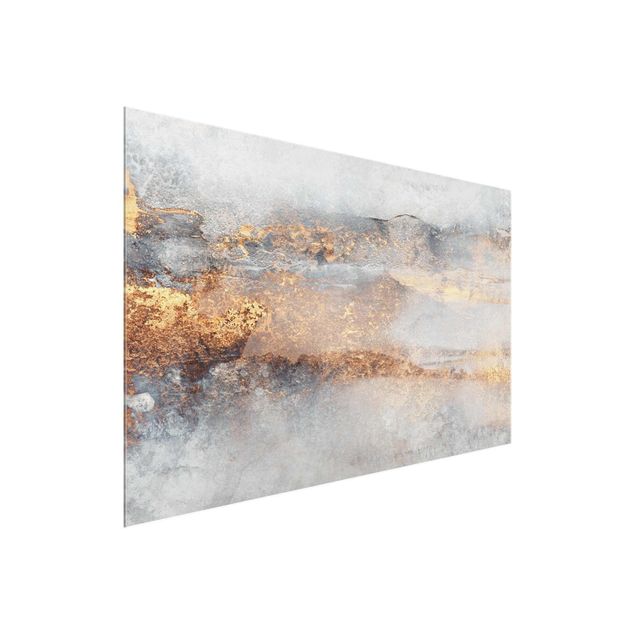 Glasbilder Gold-Grauer Nebel