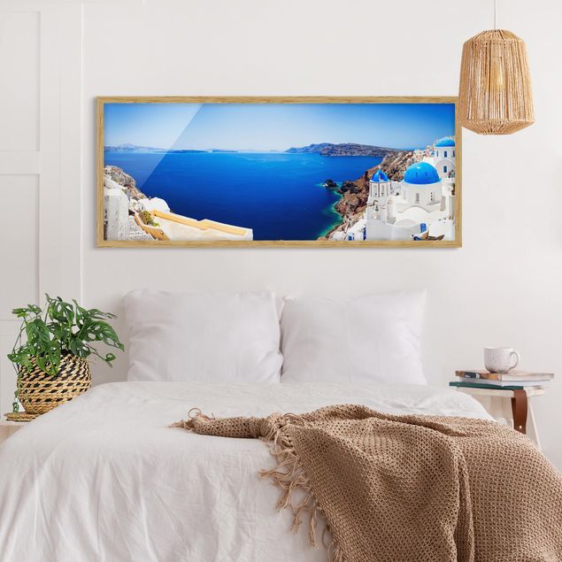 Skylines Bilder mit Rahmen View Over Santorini