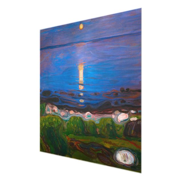 Wandbilder Glas Natur Edvard Munch - Sommernacht am Meeresstrand