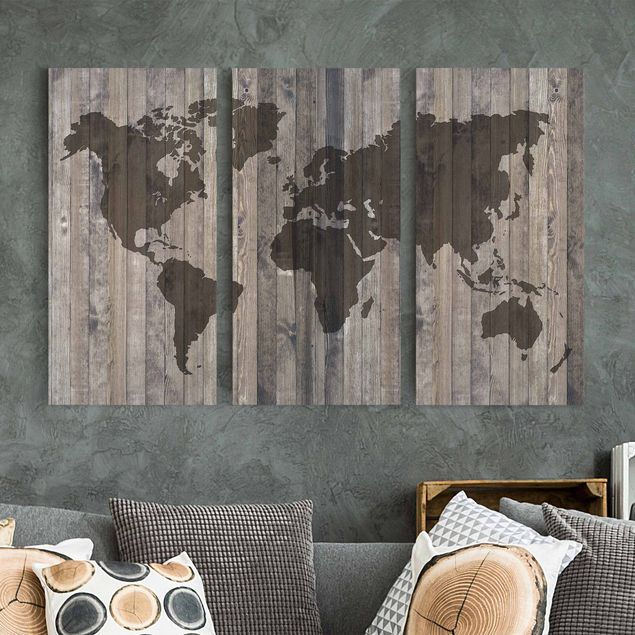 Wandbilder Holz Weltkarte