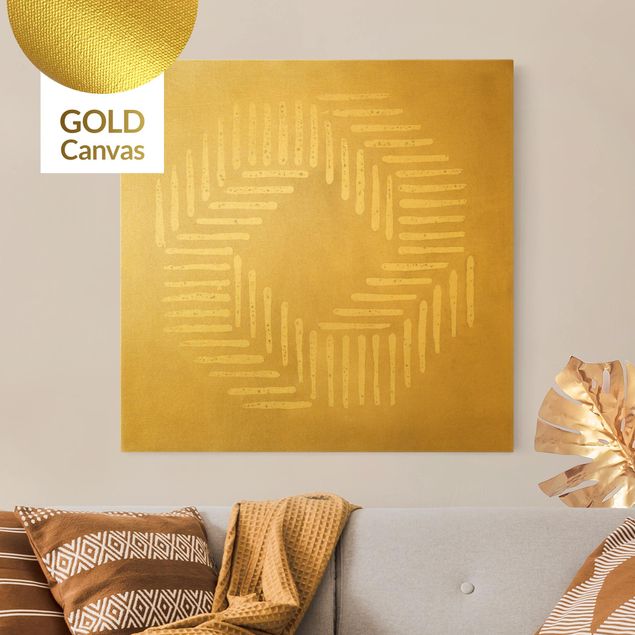 Leinwandbild Gold - Sandfarbene moderne Geometrie - Quadrat 1:1