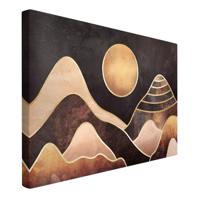moderne Leinwandbilder Goldene Sonne abstrakte Berge
