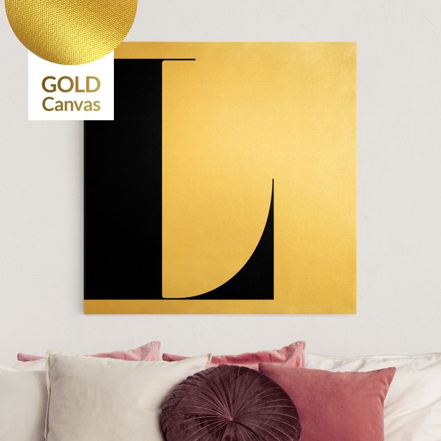 Leinwandbild Gold - Antiqua Letter L - Quadrat 1:1