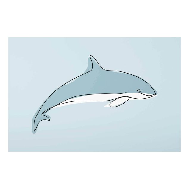 Glasbild - Delfin Line Art - Querformat 2:3