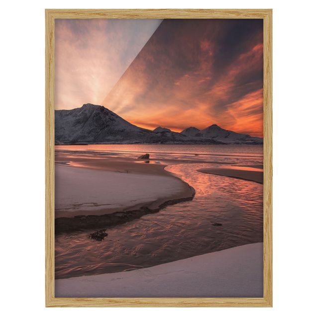 Bilder mit Rahmen Goldener Sonnenuntergang