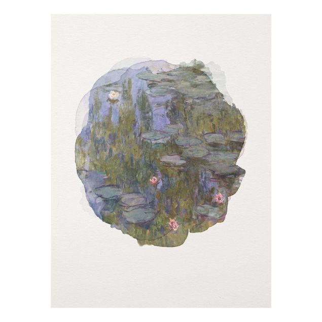 Glasbild - Wasserfarben - Claude Monet - Seerosen (Nympheas) - Hochformat 4:3