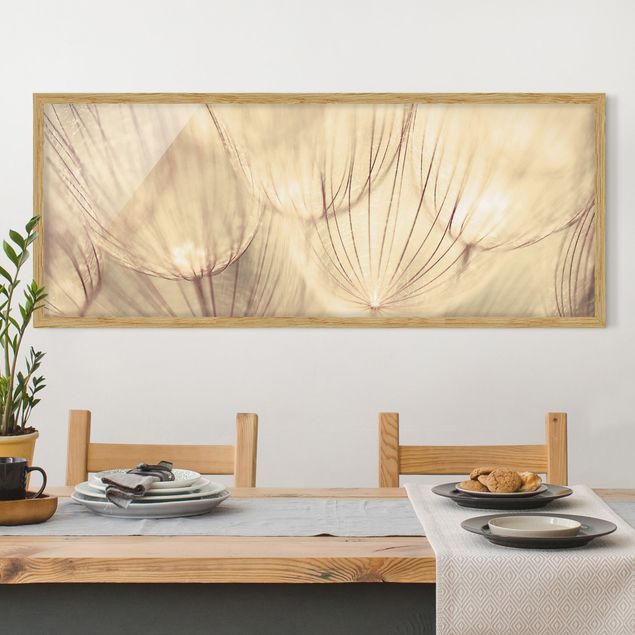 Moderne Bilder mit Rahmen Pusteblumen Nahaufnahme in wohnlicher Sepia Tönung