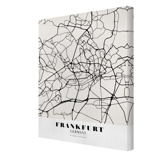 Leinwandbild - Stadtplan Frankfurt - Klassik - Hochformat 4:3