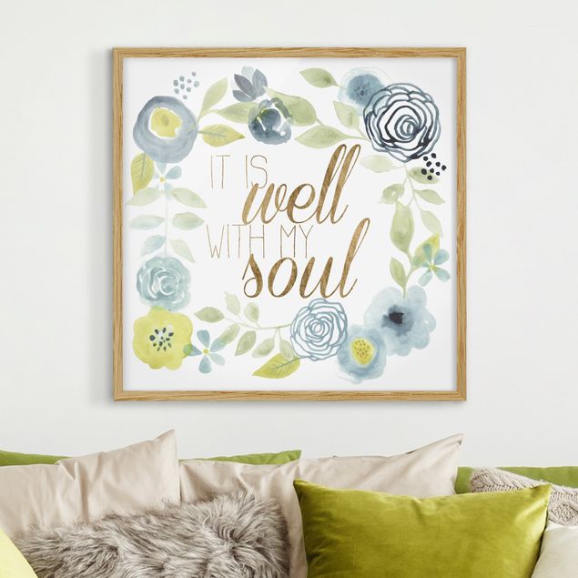Sprüche Bilder mit Rahmen Blumenkranz mit Spruch - Soul