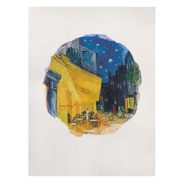 Leinwandbild - Wasserfarben - Vincent van Gogh - Café-Terrasse in Arles - Hochformat 4:3