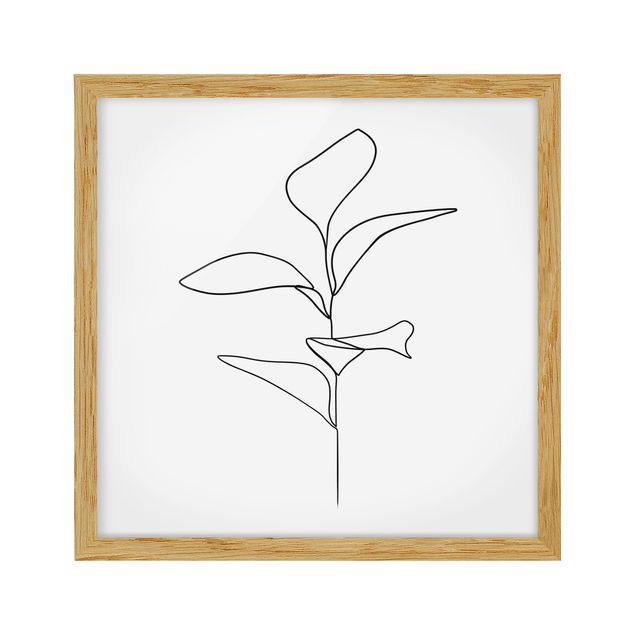Blumen Bilder mit Rahmen Line Art Pflanze Blätter Schwarz Weiß