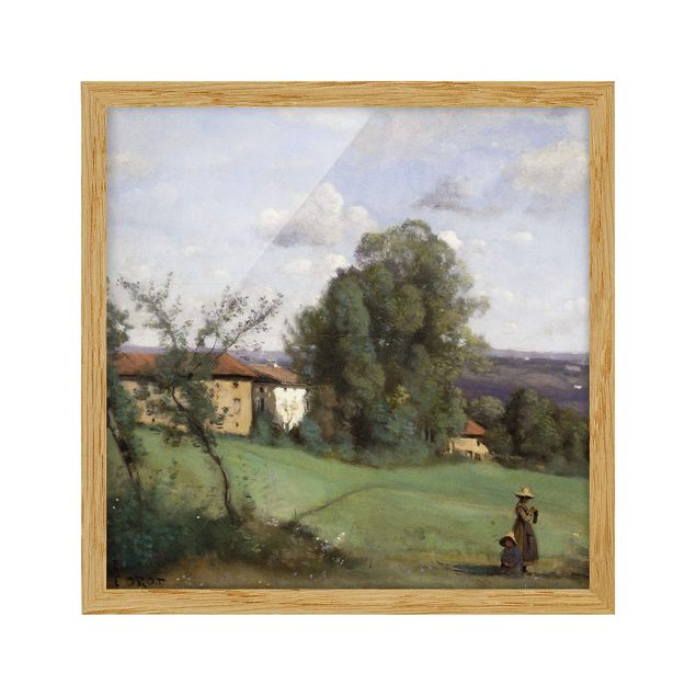gerahmte Bilder Jean-Baptiste Camille Corot - Ein Bauernhof