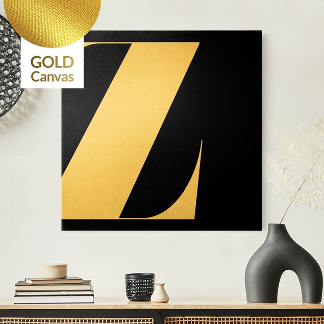 Leinwandbild Gold - Antiqua Letter Z Schwarz - Quadrat 1:1