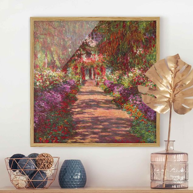 Gerahmte Kunstdrucke Claude Monet - Weg in Monets Garten in Giverny