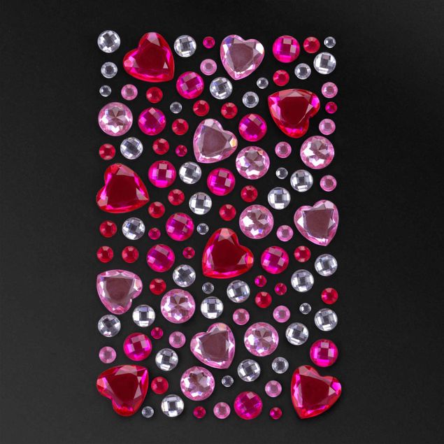 100 x Strasssteine Set - Herz Kristall Rosa Rot