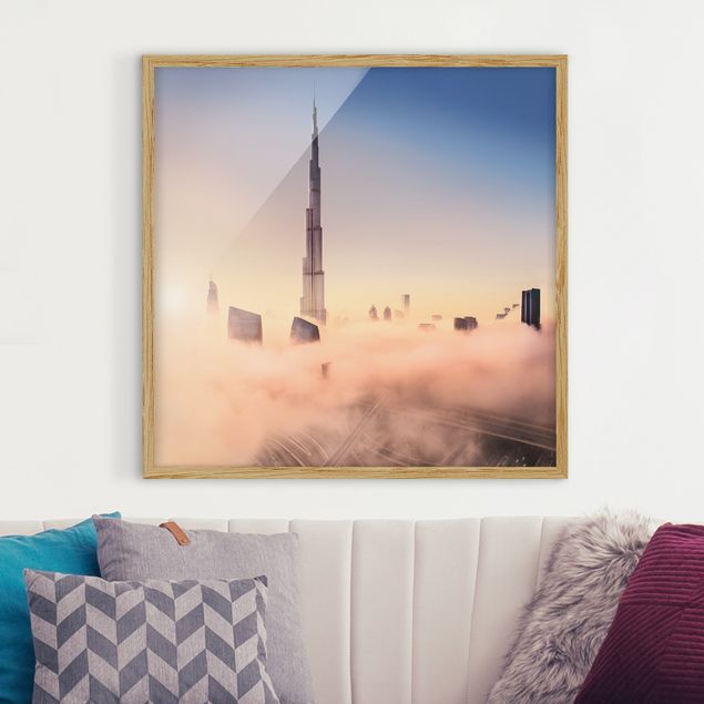 Skylines Bilder mit Rahmen Himmlische Skyline von Dubai