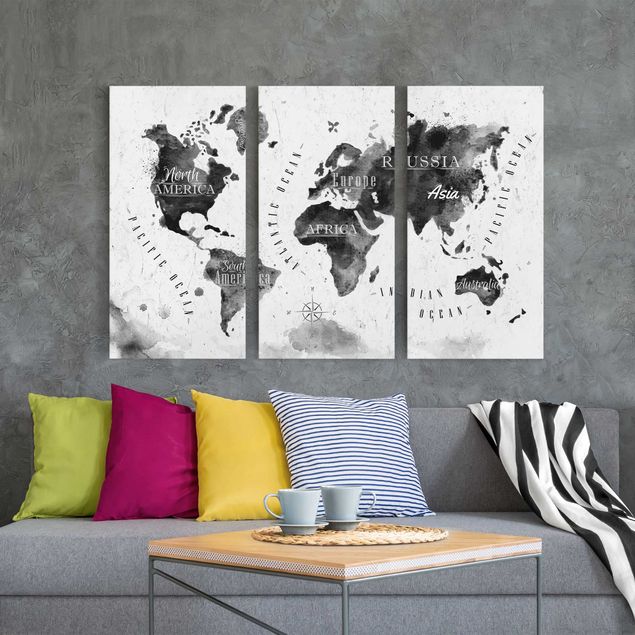 Leinwandbilder kaufen Weltkarte Aquarell schwarz