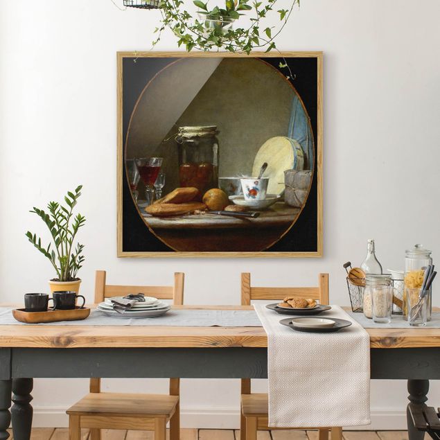 Moderne Bilder mit Rahmen Jean-Baptiste Siméon Chardin - Glas mit Aprikosen