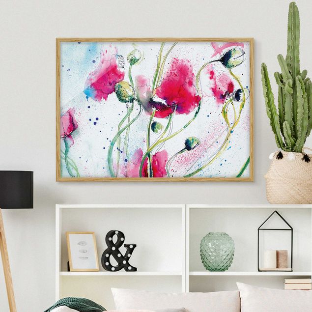 Moderne Bilder mit Rahmen Painted Poppies