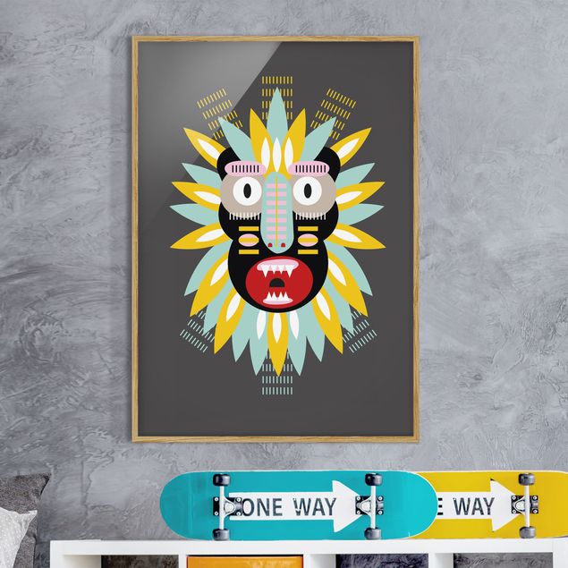 Moderne Bilder mit Rahmen Collage Ethno Maske - King Kong