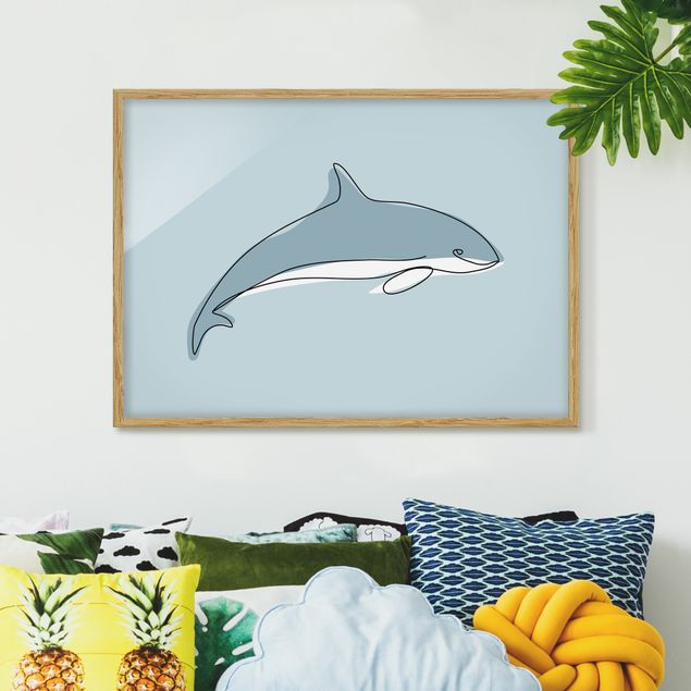 Moderne Bilder mit Rahmen Delfin Line Art