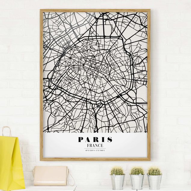 Moderne Bilder mit Rahmen Stadtplan Paris - Klassik