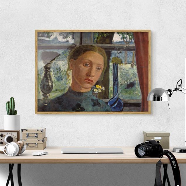 Moderne Bilder mit Rahmen Paula Modersohn-Becker - Mädchenkopf vor Fenster