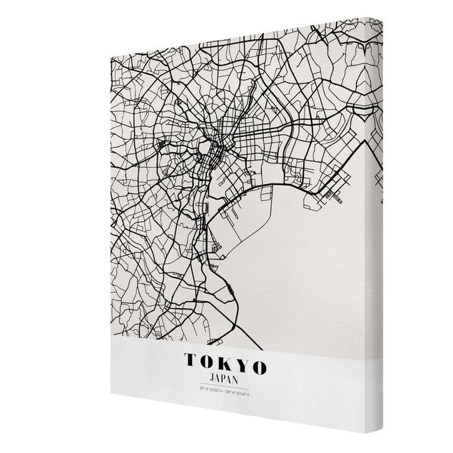 Leinwandbild - Stadtplan Tokyo - Klassik - Hochformat 4:3