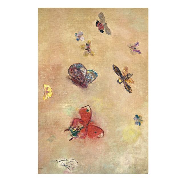 Leinwandbild - Odilon Redon - Bunte Schmetterlinge - Hochformat 3:2