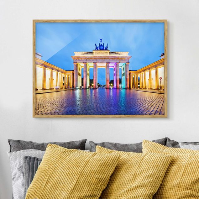 Skylines Bilder mit Rahmen Erleuchtetes Brandenburger Tor