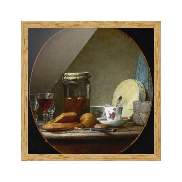Wandbilder mit Rahmen Jean-Baptiste Siméon Chardin - Glas mit Aprikosen